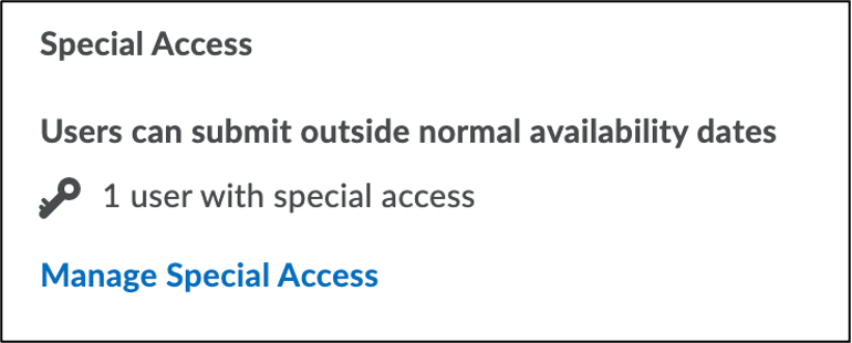 Screenshot of special access section with Manage Special Access button highlighted.
