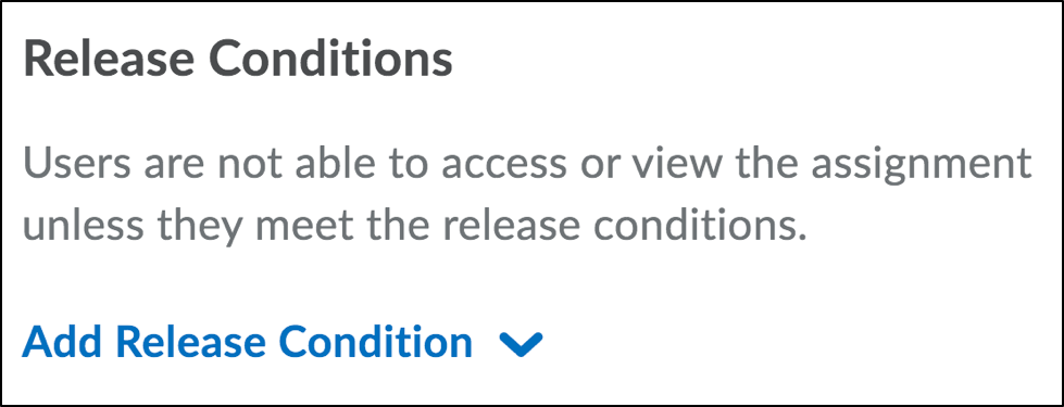 Screenshot of the Release Conditions section.