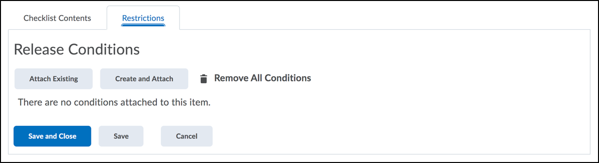 Screenshot of Restrictions tab.