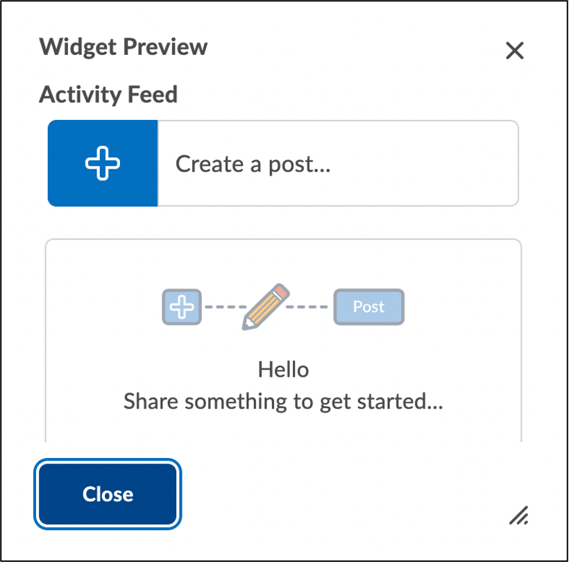 Screenshot of Widget Preview pop-up box.