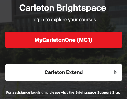 This image shows the two login buttons for Brightspace.