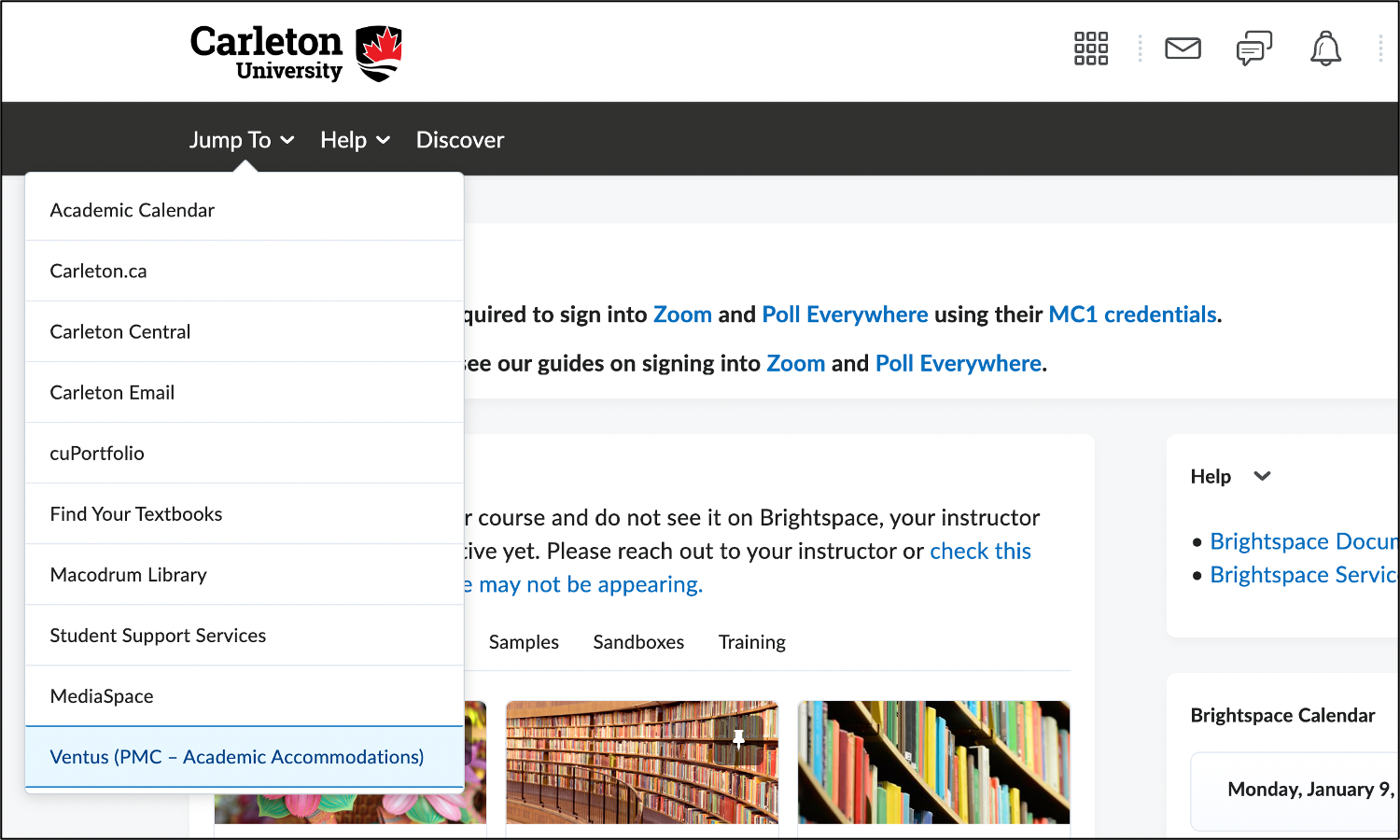 Screenshot of Ventus Portal link in Brightspace.