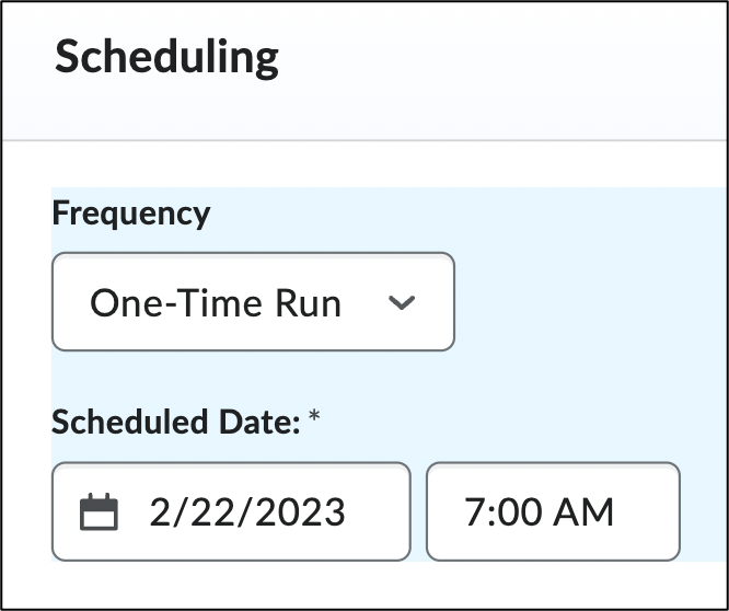 Screenshot of intelligent agent scheduling field