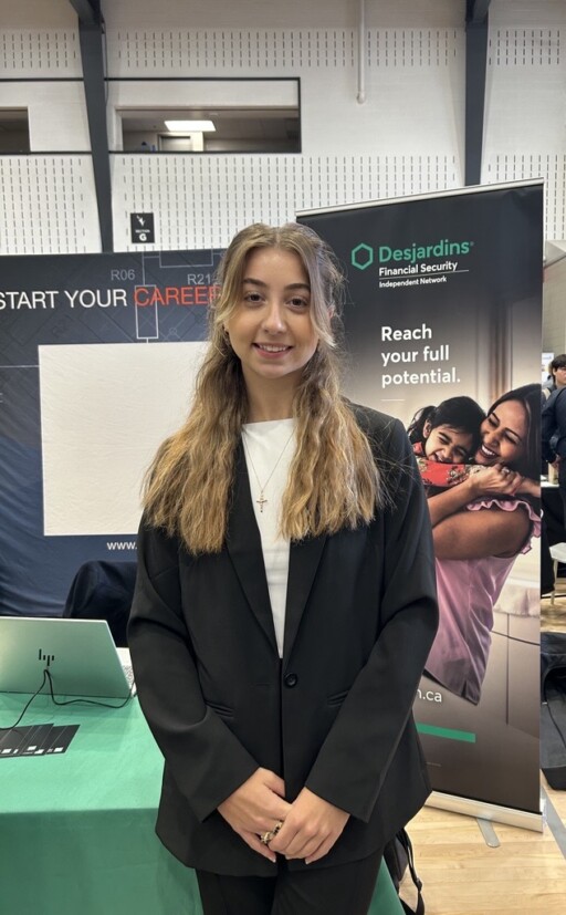 Mia Phillips works at the Desjardins Fall Career & Networking.