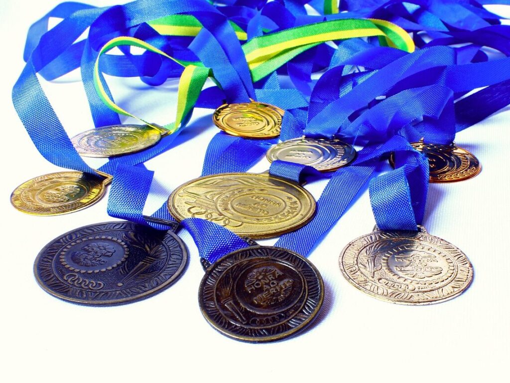 a photo of various medals