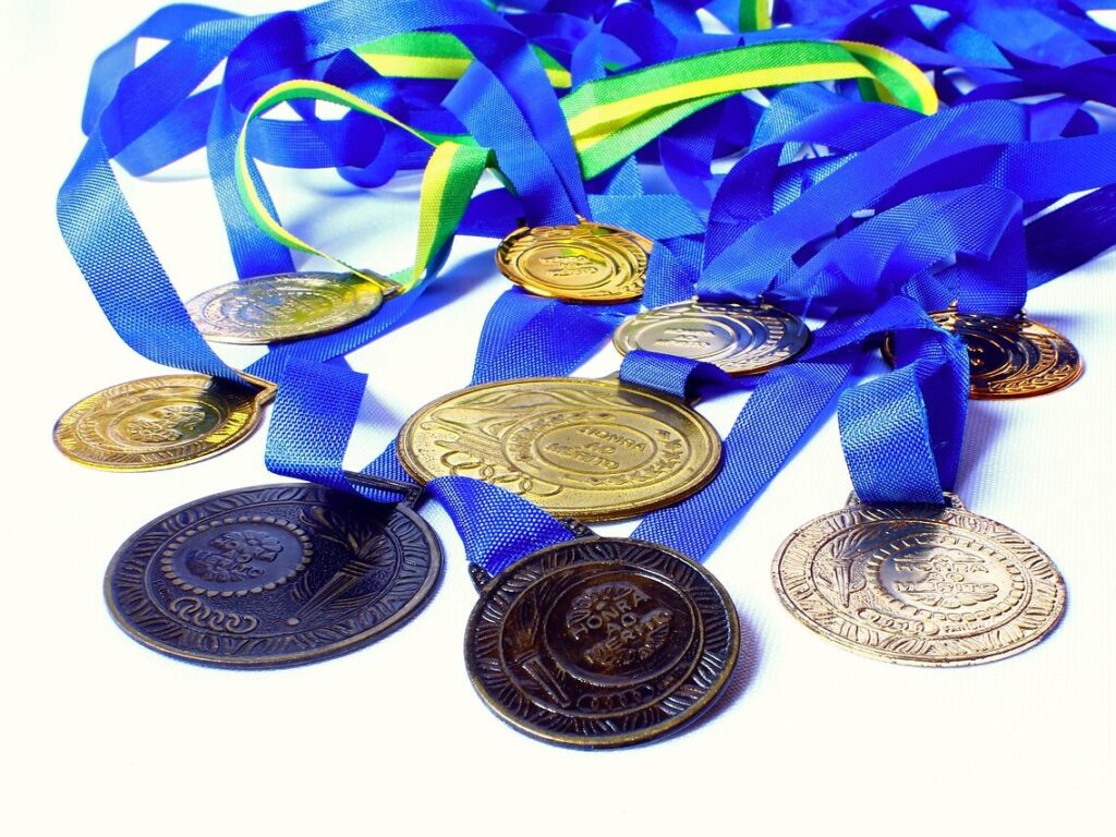 a photo of various medals