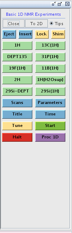 A screenshot of the buttons available in the 1D flowbar on the AV300 spectrometer