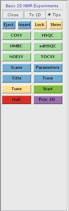 A screenshot of the buttons available in the 2D flowbar on the AV300 spectrometer