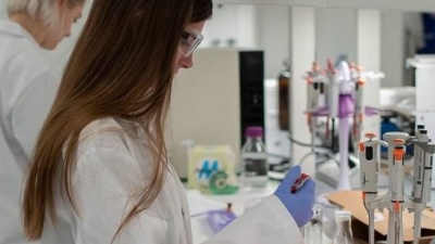 Student working in lab