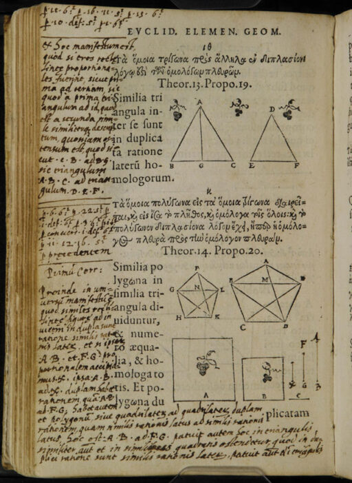 Euclid’s Elements of Geometry, in the original Greek with a Latin translation. Printed 1558. 