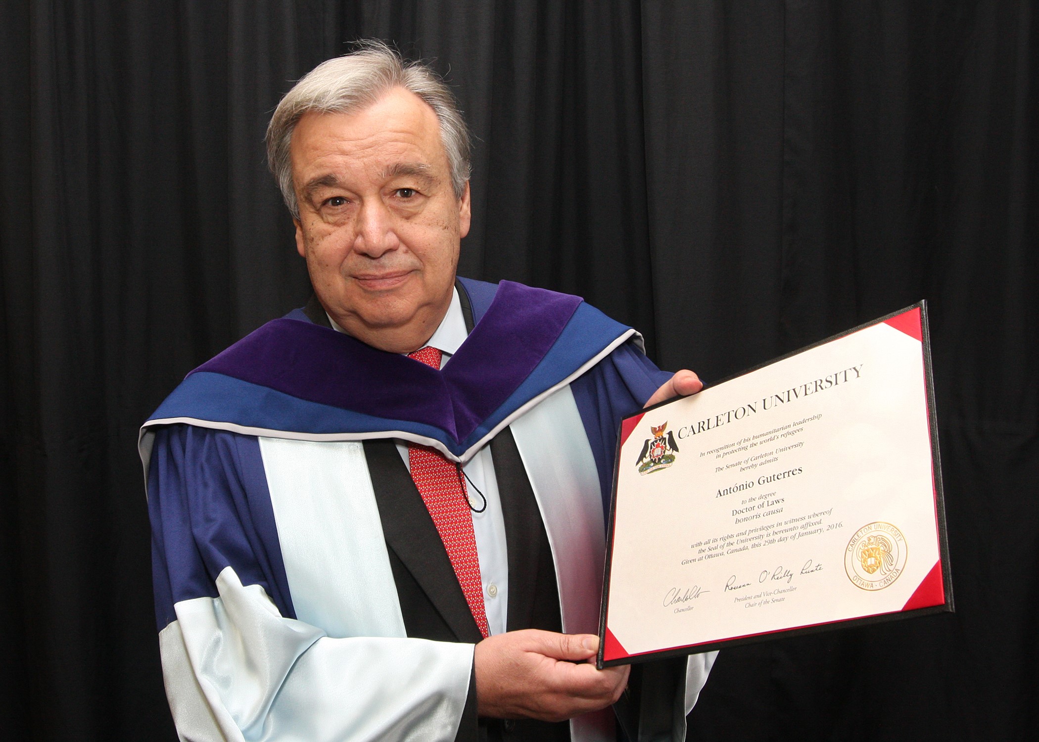 Carleton Awards Honorary Doctorate to Diplomat and Global Leader Antonio  Guterres - Carleton International