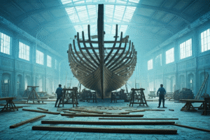 Ship building in action