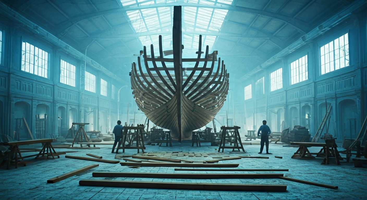 Ship building in action