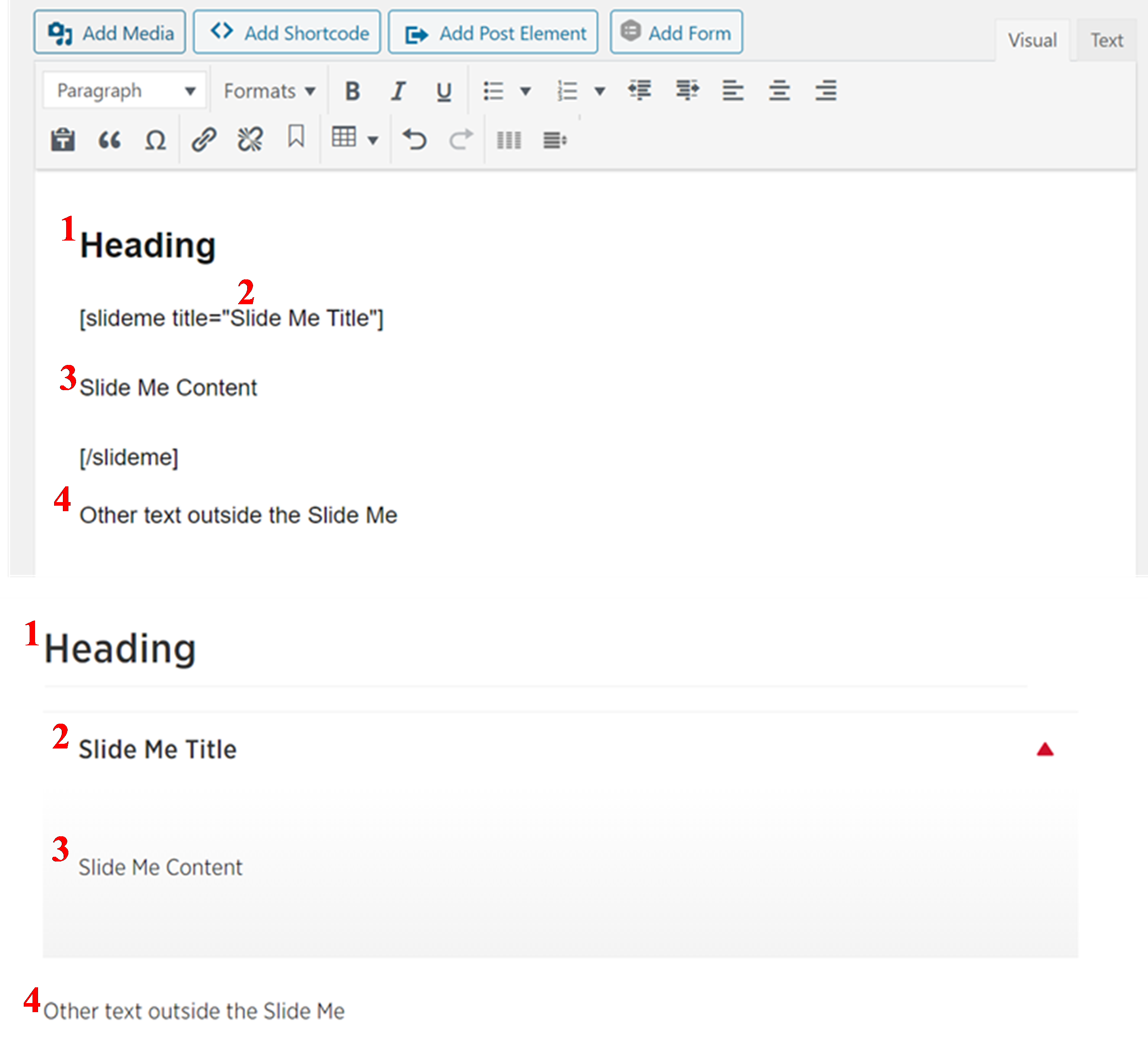 Visual comparison of a Slide Me on the back and front end