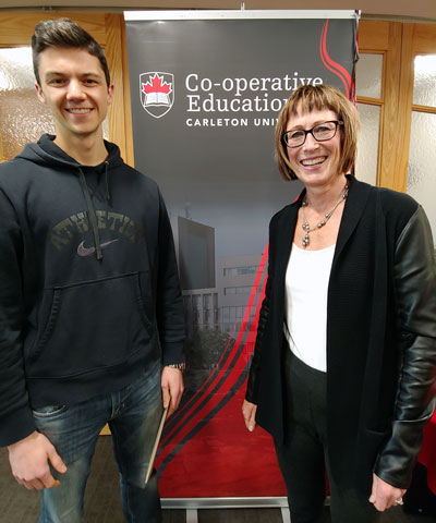 Graduate Co-op Student of the Year Honourable Mention, John McNally, with Kathleen Hickey, Manager of Co-operative Education. 