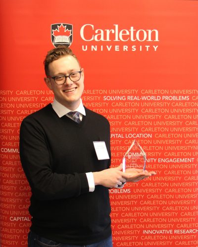 Christian Holloway, 2016 Graduate Co-op Student of the Year, with his award at the 2016 Co-op Awards reception on Friday, March 24, 2017. 