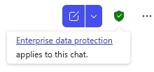 A portion of the Copilot web page with a green shield icon visible and Enterprise Data Protection applies to this chat.
