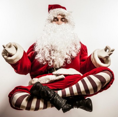 weird santa meditating