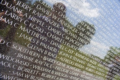 Vietnam Wall with names of fallen soldiers
