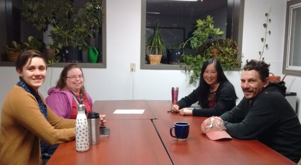 (From left to right) Tessa Nasca, Katie Caddigan, Nadine Changfoot, and Jason Hartwick meet to discuss the ANC Peterborough Project.