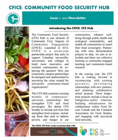 Front page of the 2014 Community Food Security newsletter.
