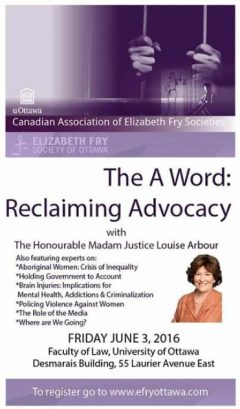 Poster for the Elizabeth Fry Society of Ottawa Conference "The A Word: Reclaiming Advocacy"