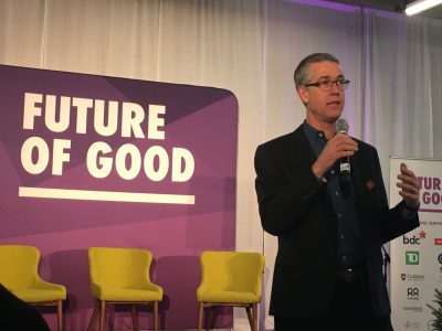 Peter Andree speaking at the Future of Good conference.