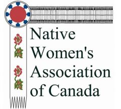 Native Women's Association of Canada logo (beaded belt attached at the top with a red and blue circular button).