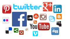 Multiple different social media site logos.