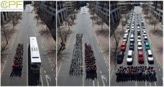 Visual of 100 people in cars, bikes, and on a bus