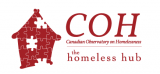 Canadian Observatory on Homelessness logo featuring a house made up of red puzzle pieces with a few missing.