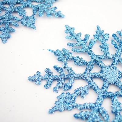 Blue Snowflakes on white background.
