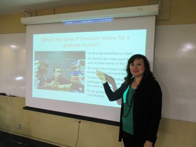 Dr. Kuzhabekova discusses literature reviews.