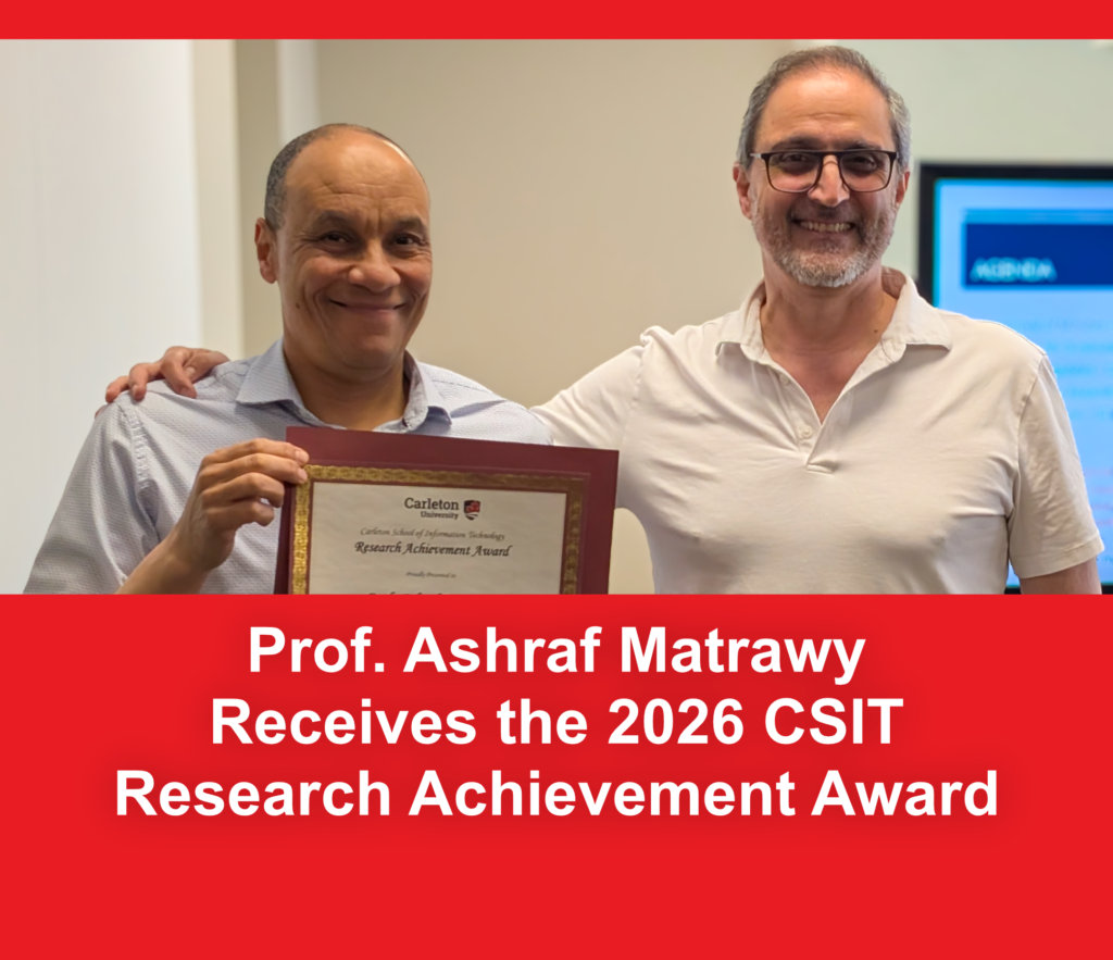 Professor Ashraf receiving the 2026 CSIT Research Achievement Award