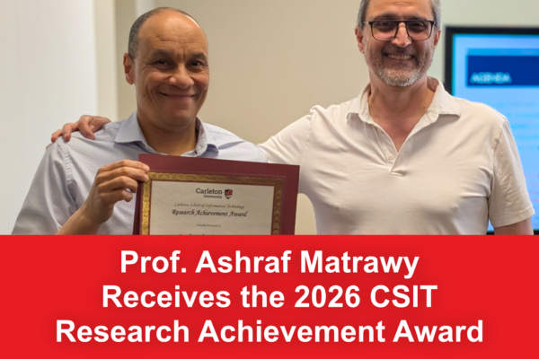 Professor Ashraf receiving the 2026 CSIT Research Achievement Award