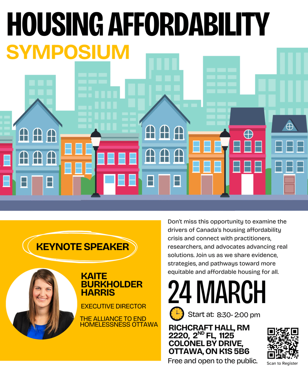 A colourful promotional flyer for a Housing Affordability Symposium.