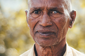 Close-up of senior Indian man's face