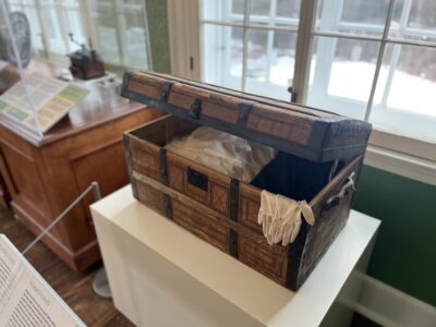 a vintage wooden trunk