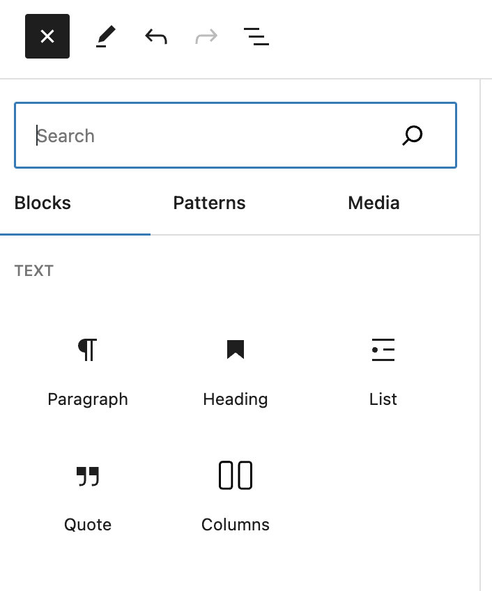 Block menu