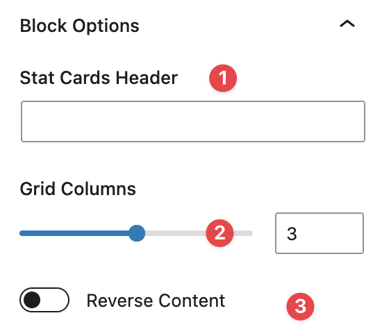 Stat card block options