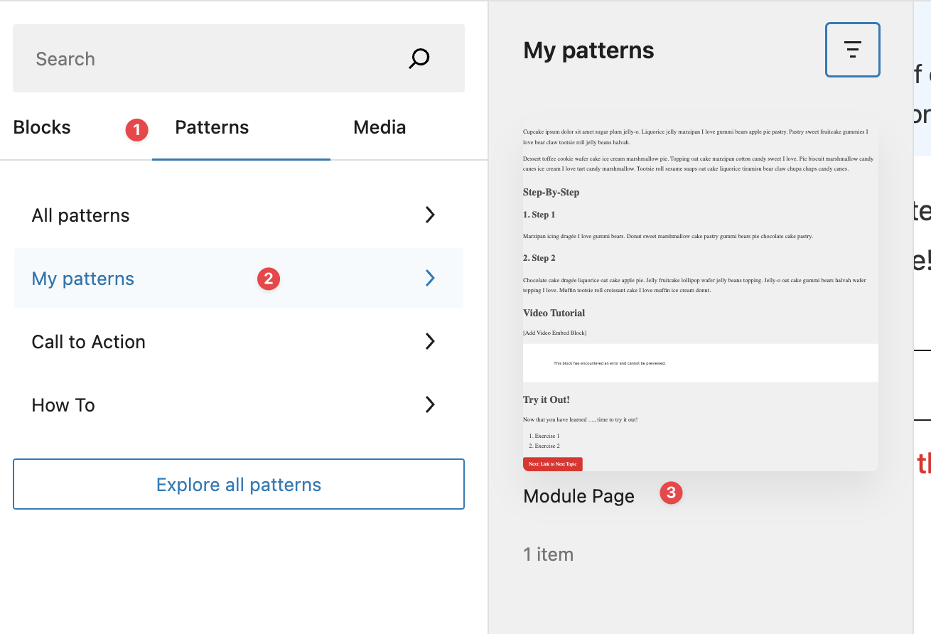 Add your block pattern