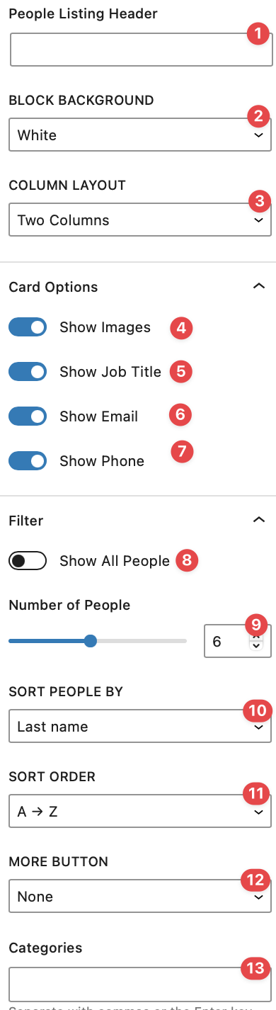 People listing options