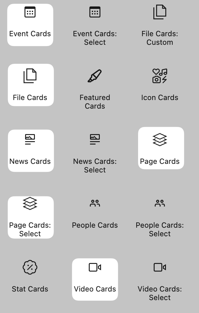 Add a card listing block