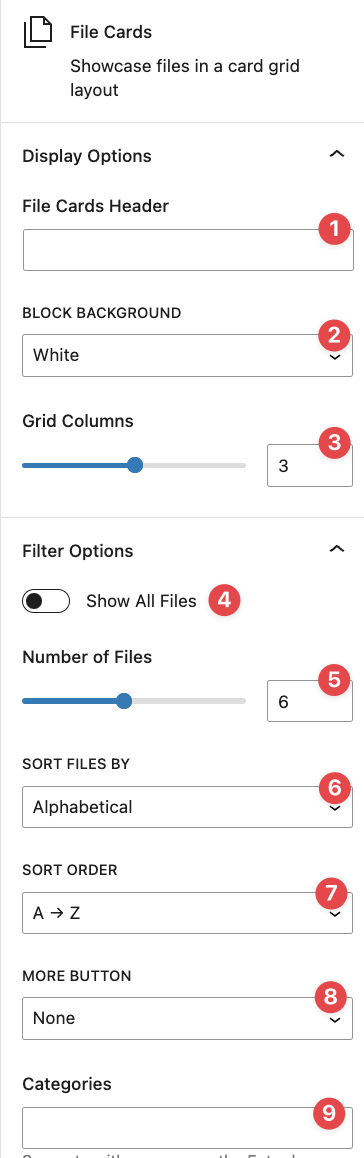 File Card display options