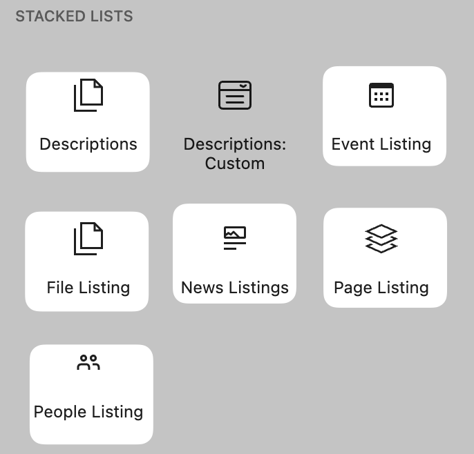 Add a stacked listing block