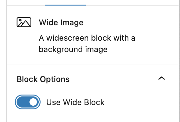 Use wide block toggle