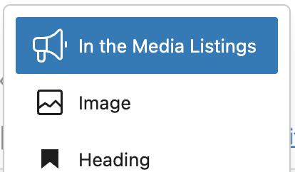 Add an In the Media Listings block