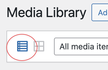 screenshot of media library list view icon