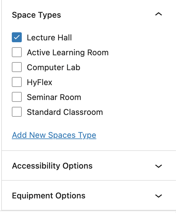 Categorize spaces using the options at the right
