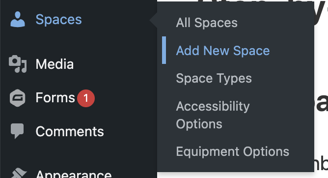 How to add a new space  post from menu
